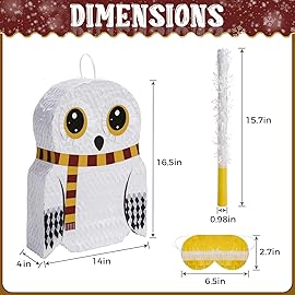 Small Owl Pinata Bundle with a Blindfold (16.5 x 12.5 x 4 Inches), Perfect for Birthday Parties, Forest Animal Theme, Wizard Theme Parties