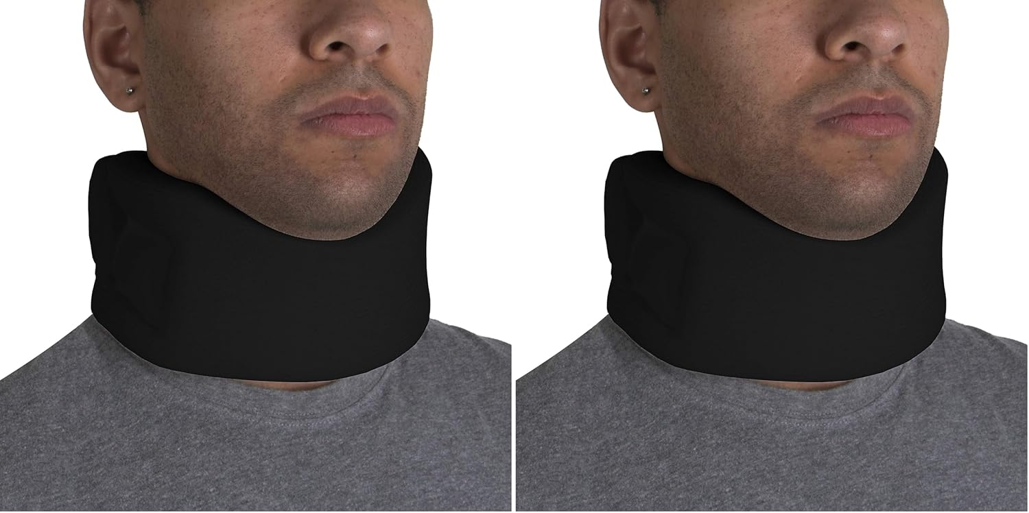 OTC Cervical Collar, Soft Contour Foam, Neck Support Brace, Black Average 3" Depth, Small (Pack of 2)