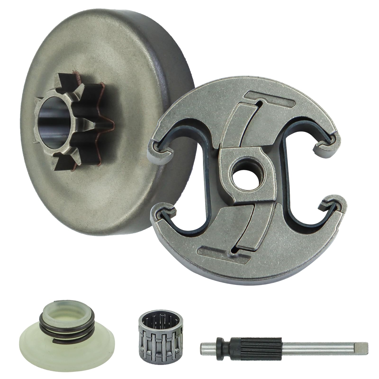 Conjunto de embrague de .325 x 7 para motosierras Husqvarna 340 345 350 445 450 con tambor de embrague, piñón de bomba, pistón de bomba, repalce de resorte de embrague # 3503815901, 503873071,