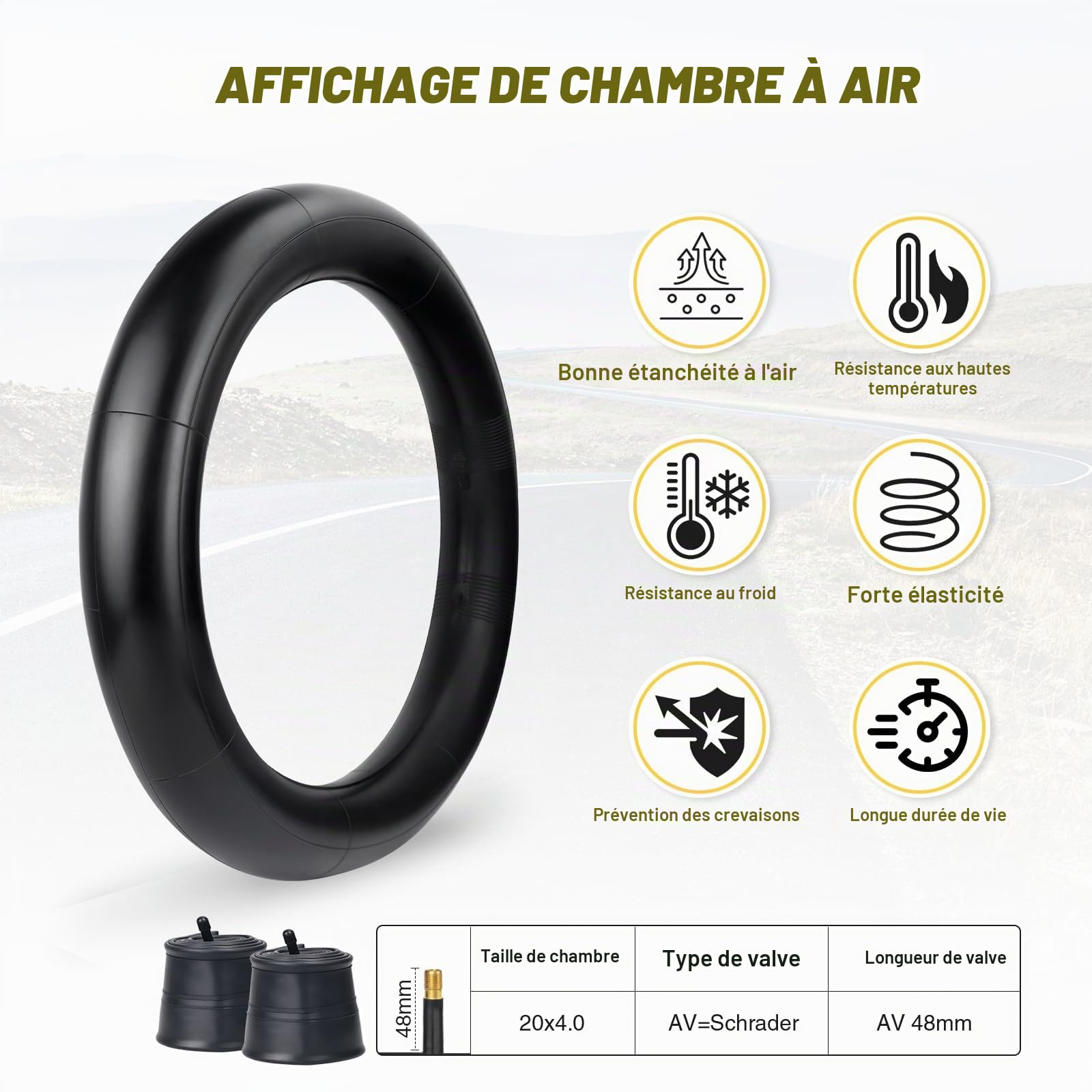 WEEROCK Pneus de vélo électrique Fat 20/26 x 4.0 - Pneus résistants aux crevaisons - Pliable - Pour vélo électrique/vélo de neige/VTT avec chambre à air