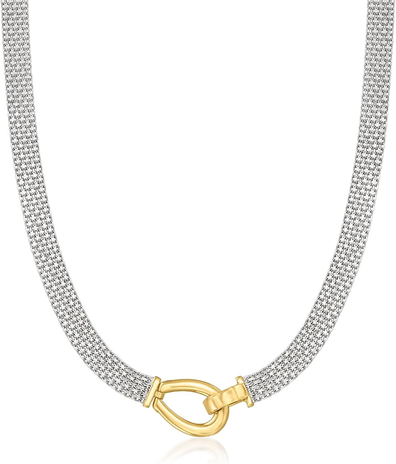 Ross-Simons Sterling Silver and 18kt Gold Over Sterling Bismark-Link Necklace