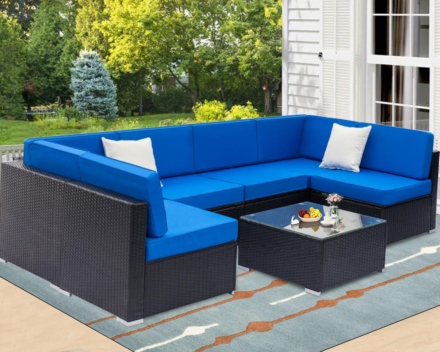 Do4U 7 Pieces Patio Furniture Outdoor Furniture Patio PE