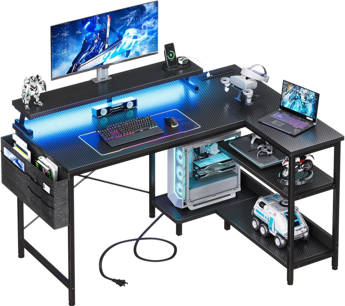 AODK ゲーミングデスク コンセント付