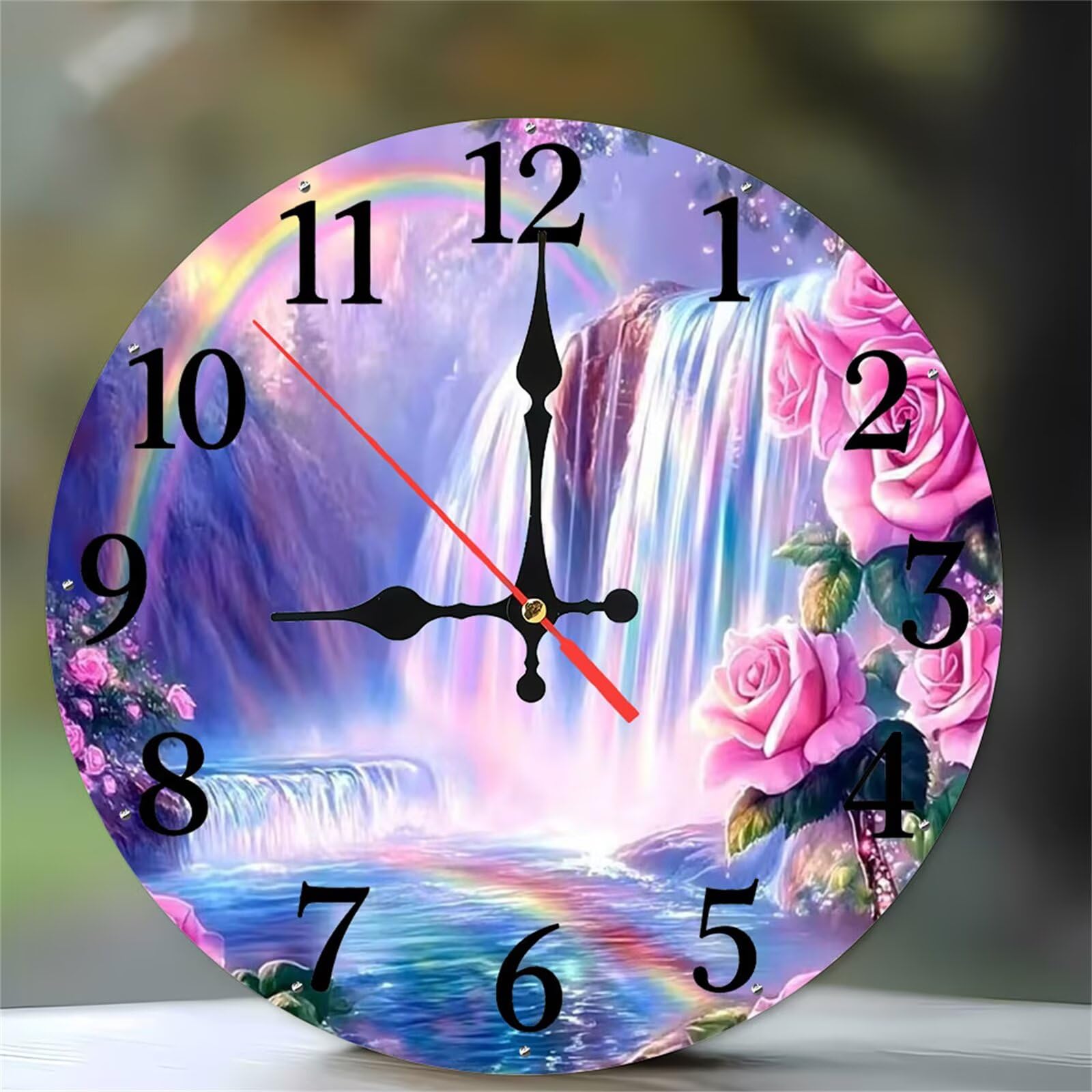 Pendule murale moderne Chutes Rainbow 30cm horloge silencieuse ronde