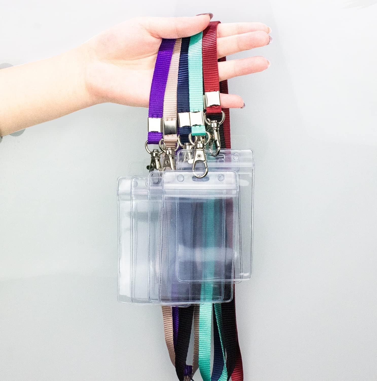 Teskyer Clear ID Badge Holder with Lanyard, Waterproof Extra Thick Plastic ID Card Holder with Resealable Zip, 2.5" x 3.5" Inner Size, Vertical Style, Set of 3, Black : Office Products