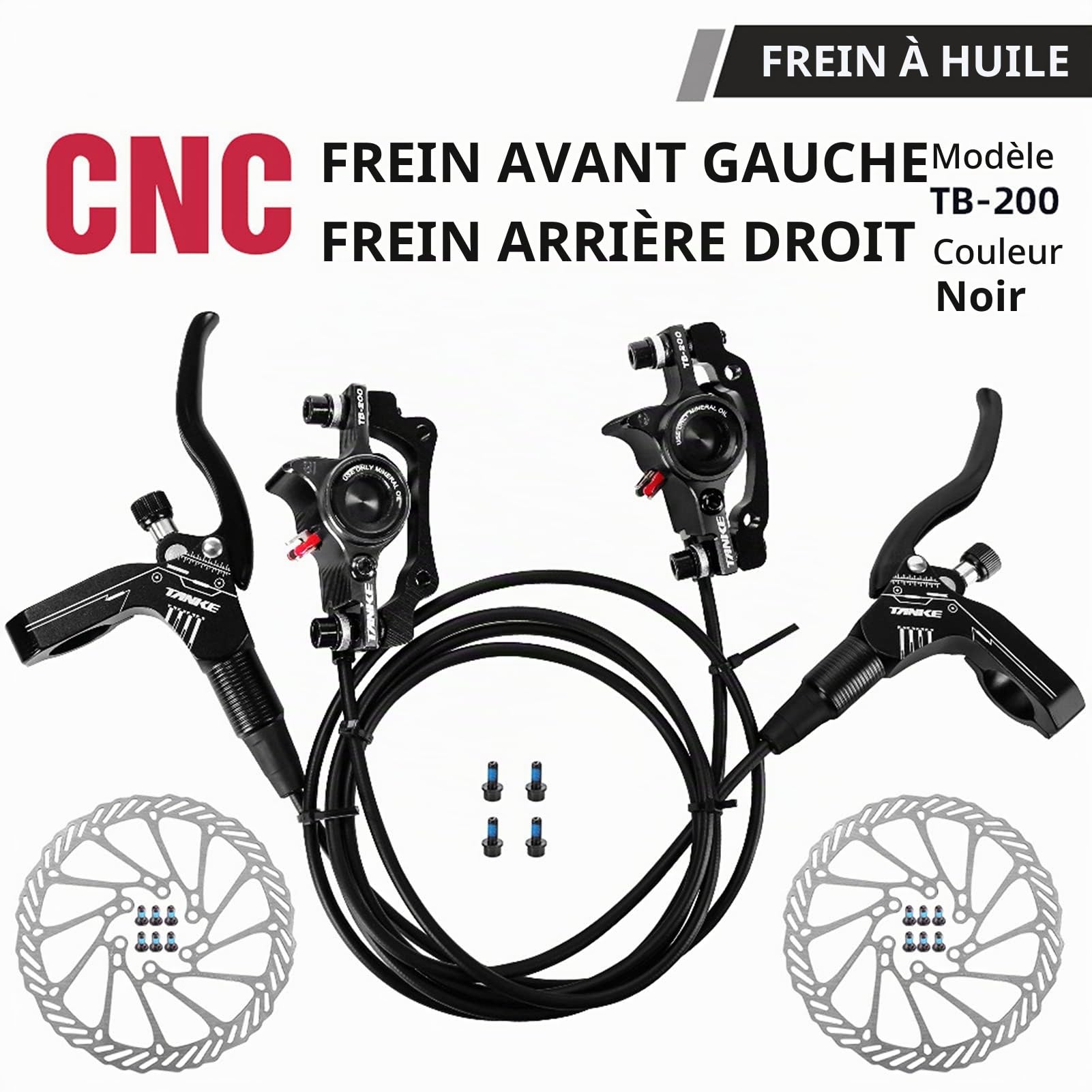 Frein a Disque Hydraulique VTT,Ensemble d'étriers de Freins à Disque hydrauliques pour vélo pour VTT Kit de Levier de Frein Gauche Droite avec Rotor à Disque 160mm