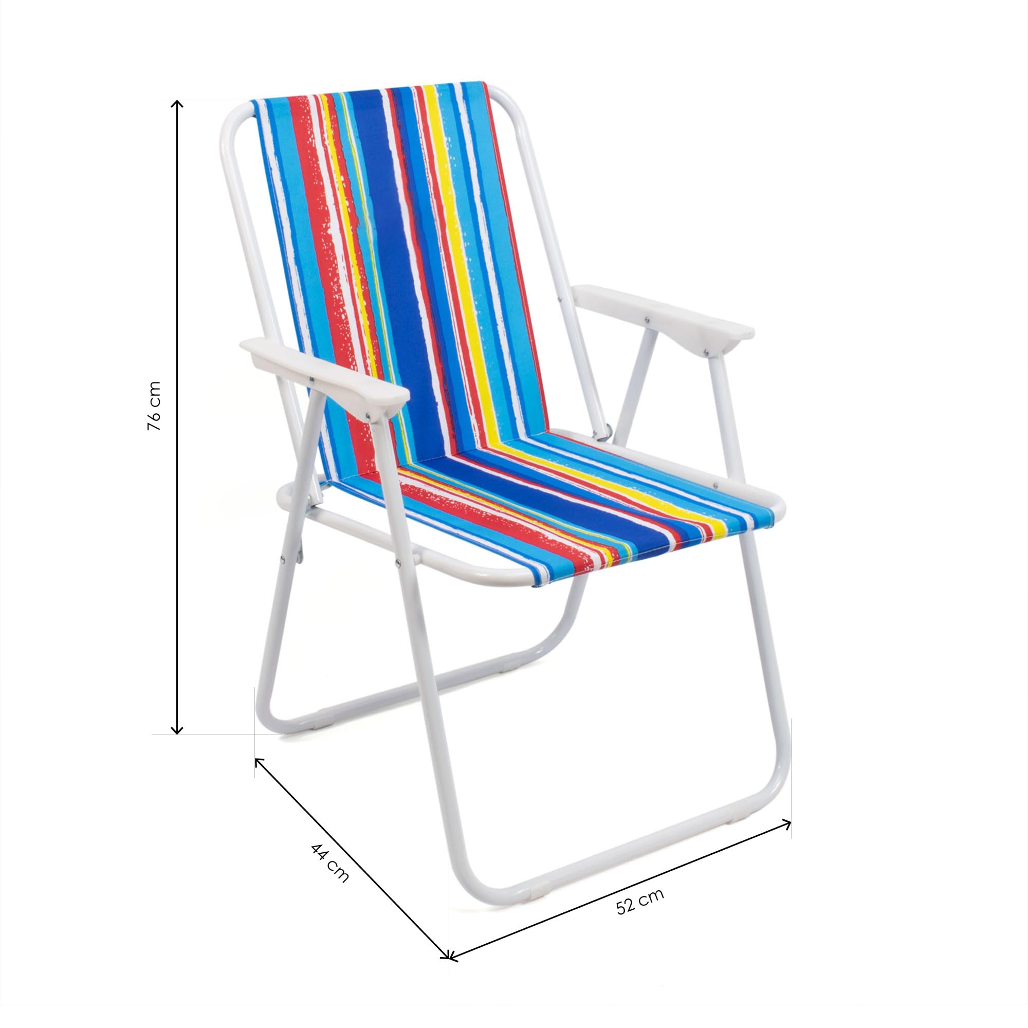 The Secret Home Pack 2 Sillas de Playa Plegables y Ligeras | Silla de Exterior para Camping, Jardín y Terraza | Estructura de Metal Resistente y Tela de Poliéster Rayas |Asiento Portátil (Multicolor)