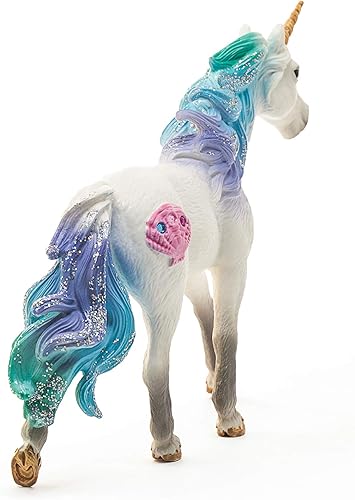 Miniatura 4 de Schleich bayala, Juguetes de unicornio para niñas y niños, semental de unicornio marino con gemas, azul y morado, a partir de 5 años