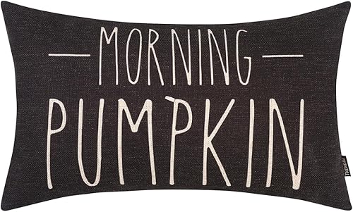 TRENDIN Funda de almohada de calabaza de 12 x 20 pulgadas para sofá, decoración de otoño para el hogar, funda de cojín de lino de calabaza para