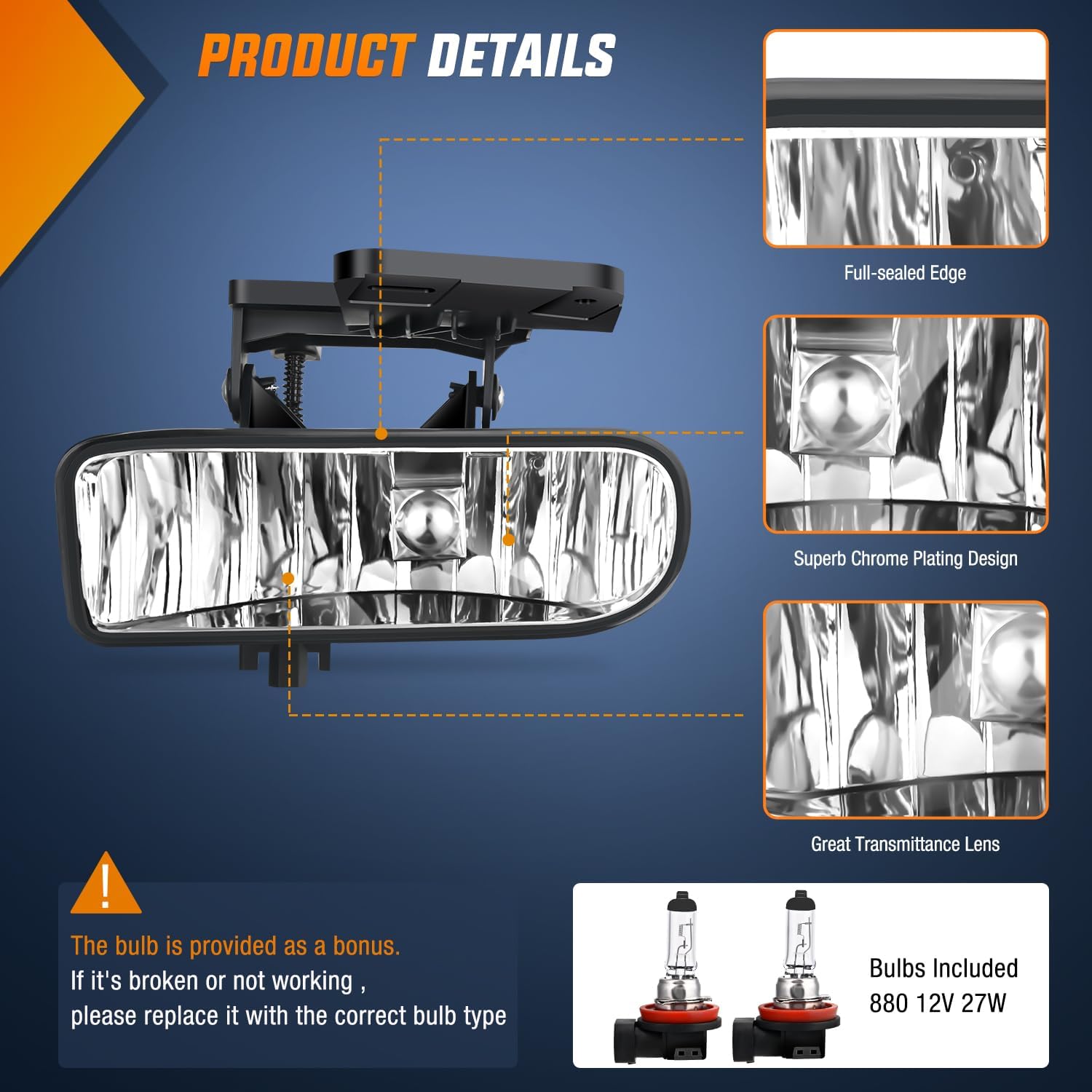 Nilight Fog Light Assembly Compatible with 1999 2000 2001 2002 GMC Sierra 1500 2500 2001-2002 Sierra 1500HD 2500HD 3500 2000-2006 Yukon Clear Lens