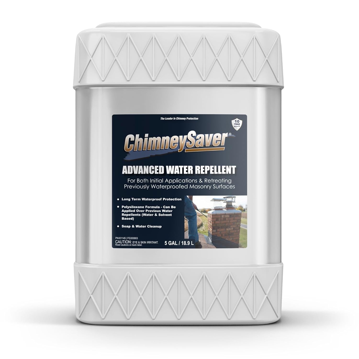 ChimneySaver Advanced Water Repellent - Long Term Waterproof Protection for Concrete, Brick, Masonry Chimneys, for Initial Applications & Over Previous Solvent-Based or Water-Based Sealers