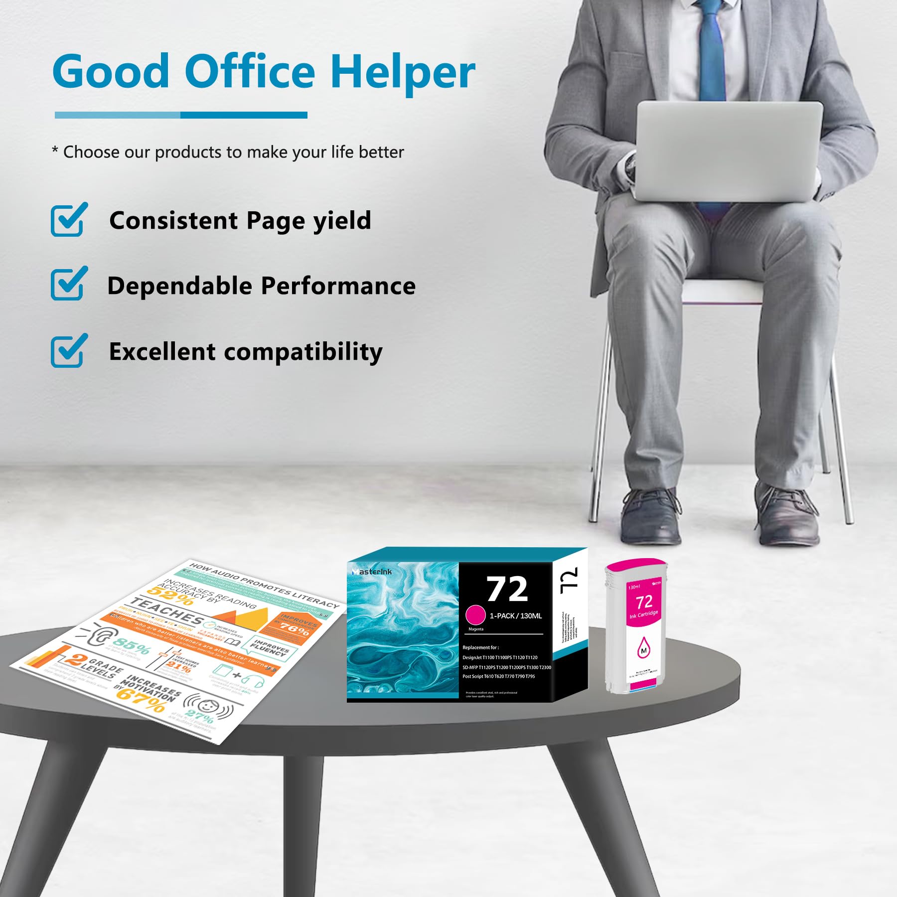 Amazon.com: 72 Magenta a Ink Cartridge C9372A Compatible