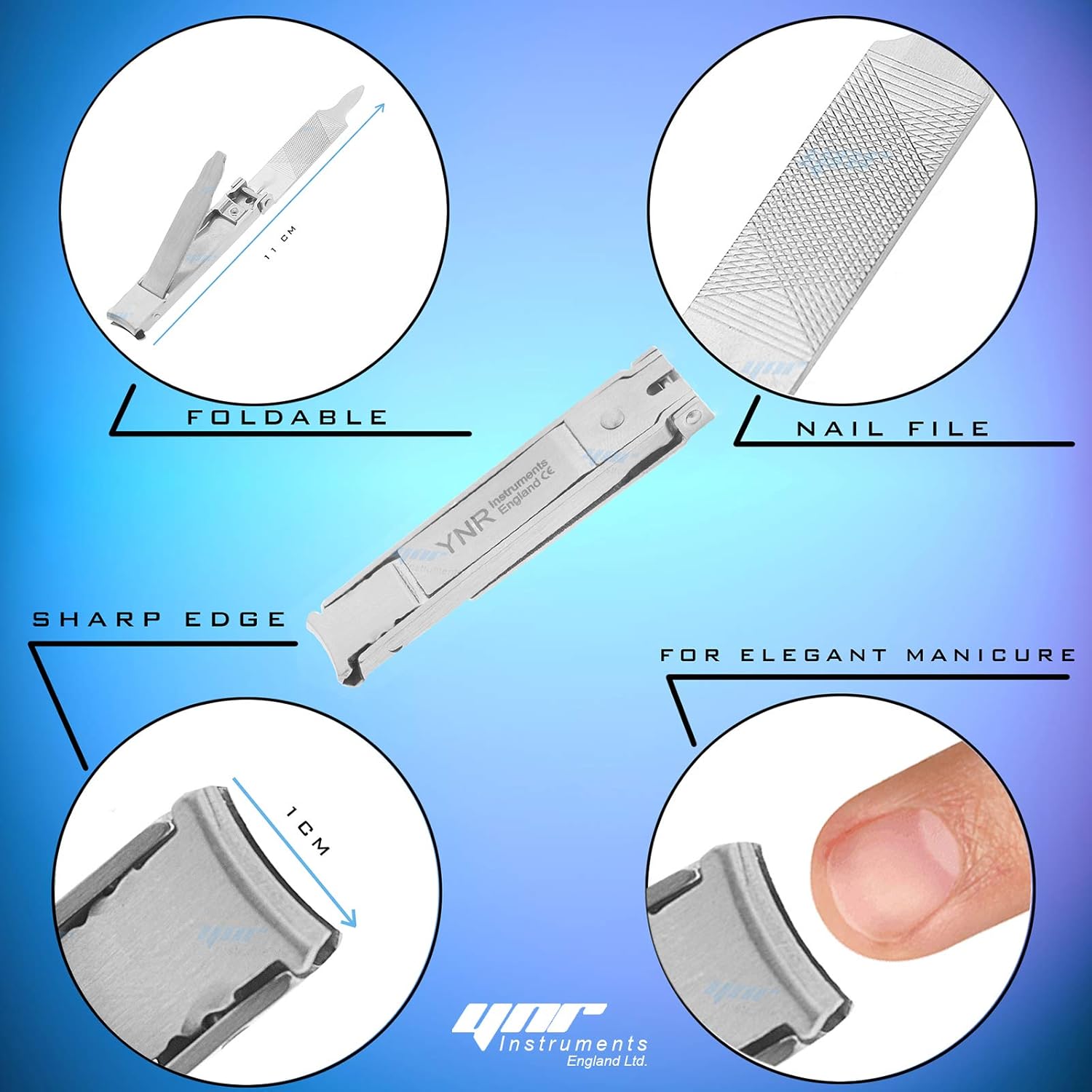 YNR® Professional Foldable 2-in-1 Toe Nail Clipper File & Nose Hair Trimmer Set | Silver Nose Scissor | Compact Pocket Foldable Heavy Duty Nail Cutter | Nail File (2-in-1 Foldable Nail Clipper)