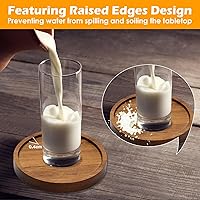 Vista 5 de 4 piezas de posavasos de madera absorbentes para bebidas, posavasos de madera con soporte, posavasos para bebidas para mesa de café, juego