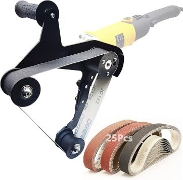 Belt Sander Adapter for Angle Grinder,Pipe Tube Polishing Sanding Attachment, US 5/8-11 Thread,Professional Polishing Tool for Rust Removal,Metal Working,Woodworking 20Pcs Sanding Belts.
