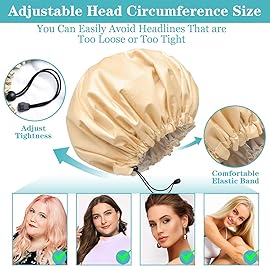 3 Pack Extra Large Double Layer Adjustable Shower Caps for Women, Waterproof Exterior & EVA Lining, Oversized Design for All Hair Lengths
