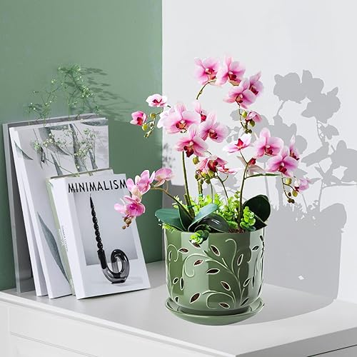 Miniatura 8 de EFISPSS Maceta de orquídea de 5 + 6 pulgadas, macetas de orquídeas de drenaje de cerámica con agujeros para un crecimiento saludable de las raíces,