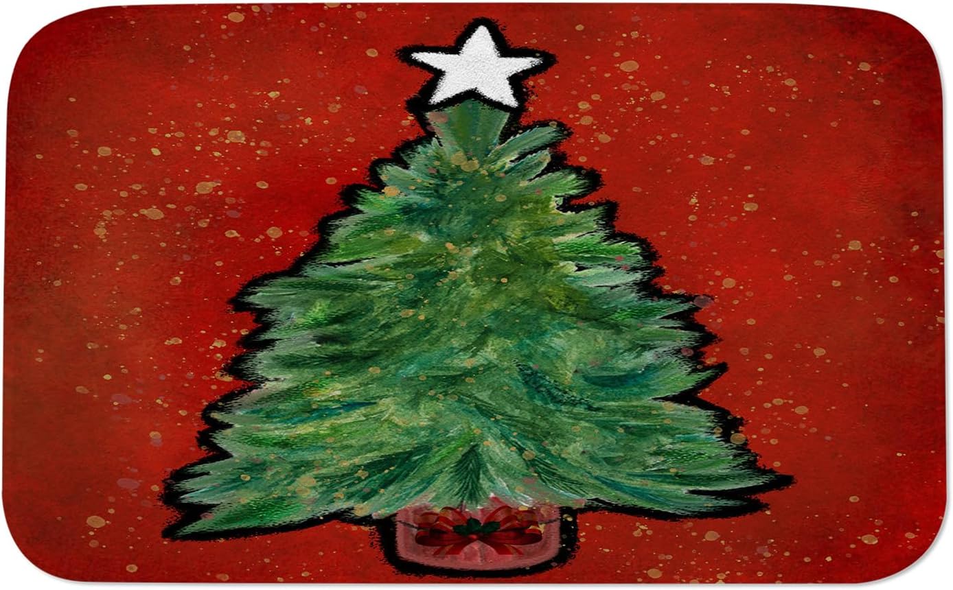 Fukeen Merry Christmas Tree Bathroom Rugs Red Green Xmas