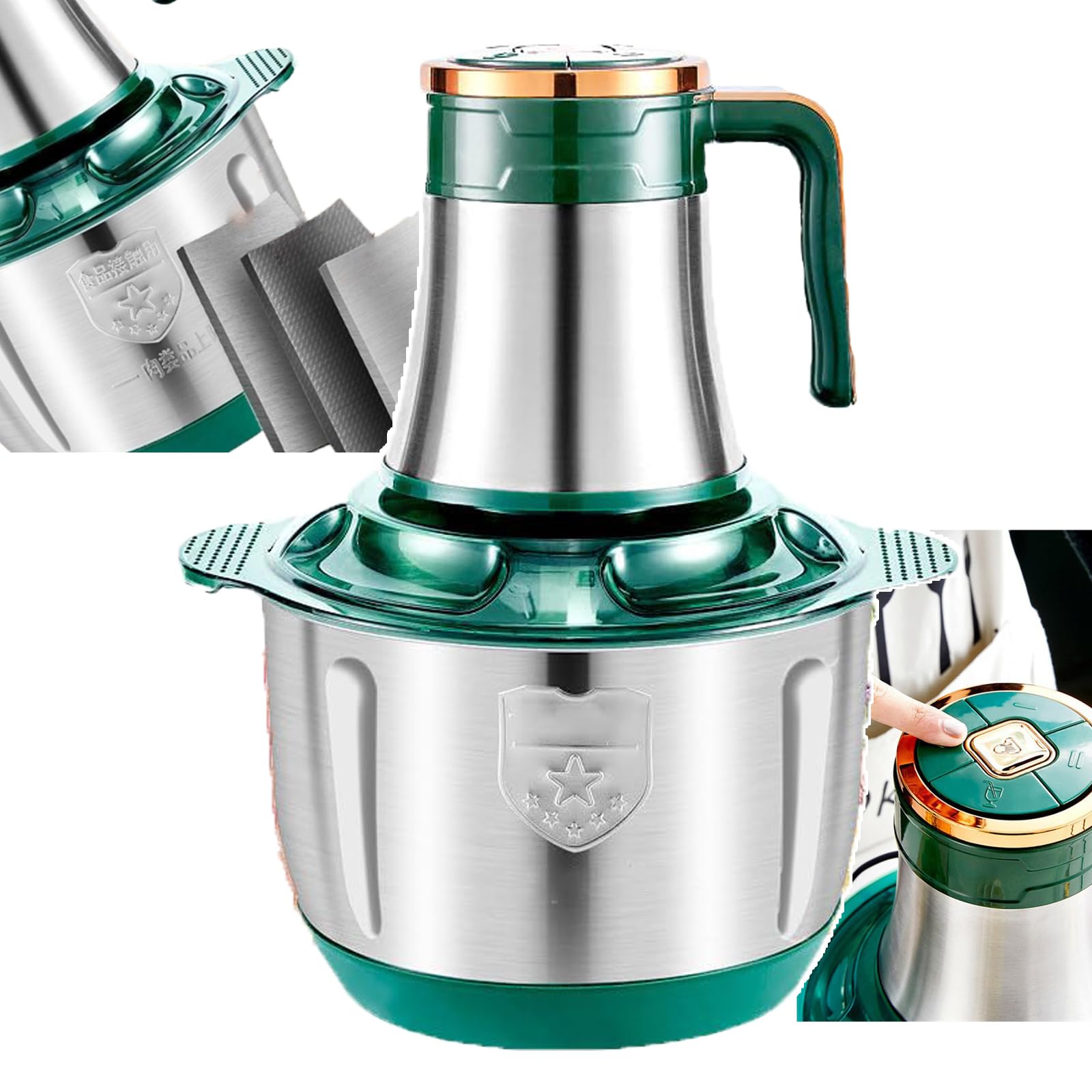 WhAeoy Big Power Food Processor (500W), 5L/6L Meat Chopper, Detachable/Washable Design + Easy Storage, Not Easy to Hurt Hands, for Eggs, Vegetables, Fruits,5L