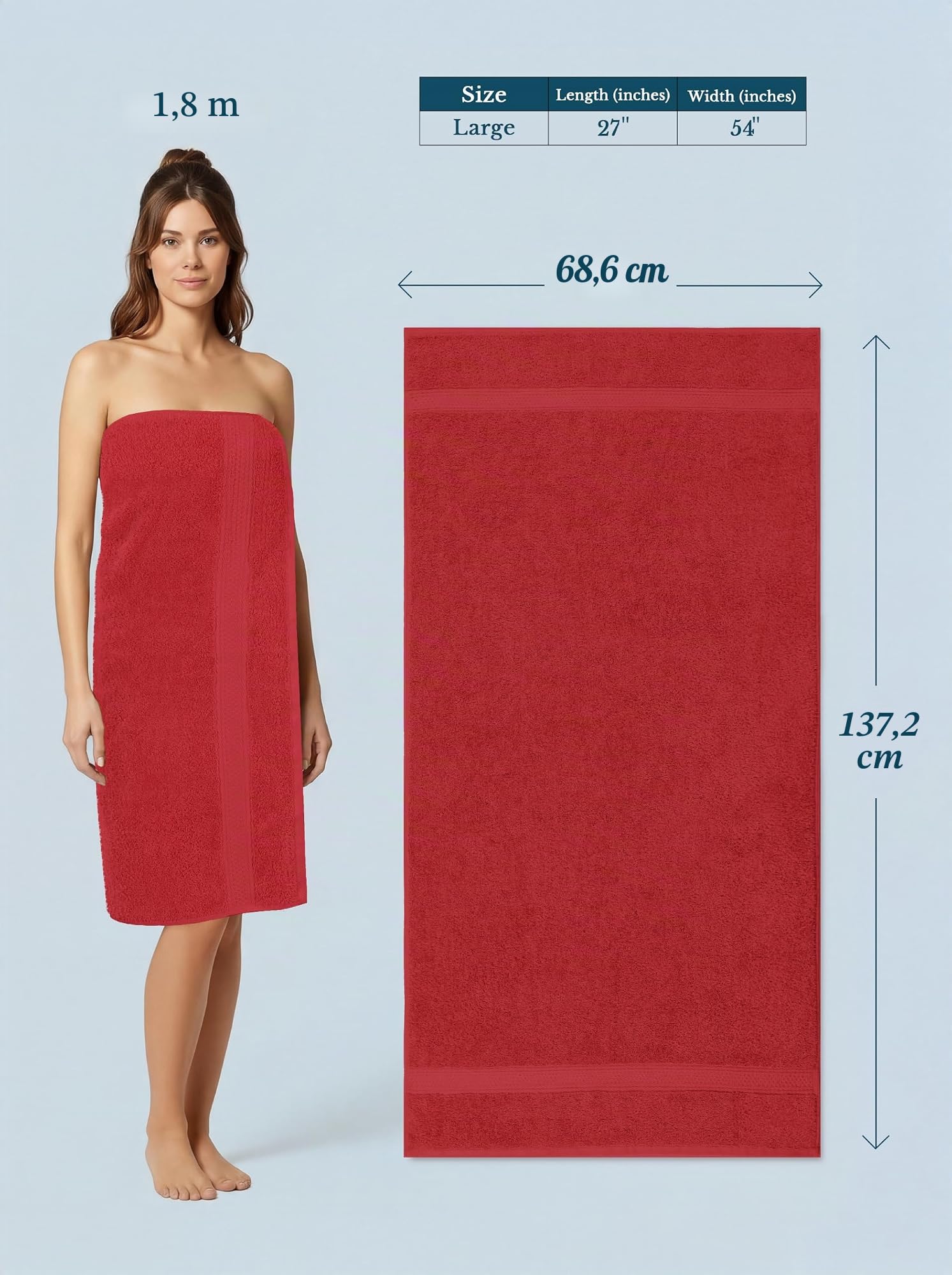 Utopia Towels - Set di 4 teli da bagno di alta qualità (68,6 cm x 137,2 cm), 100% cotone filato ad anello, 600 g/m², leggeri e altamente assorbenti, asciugatura rapida, perfetti per l’uso quotidiano