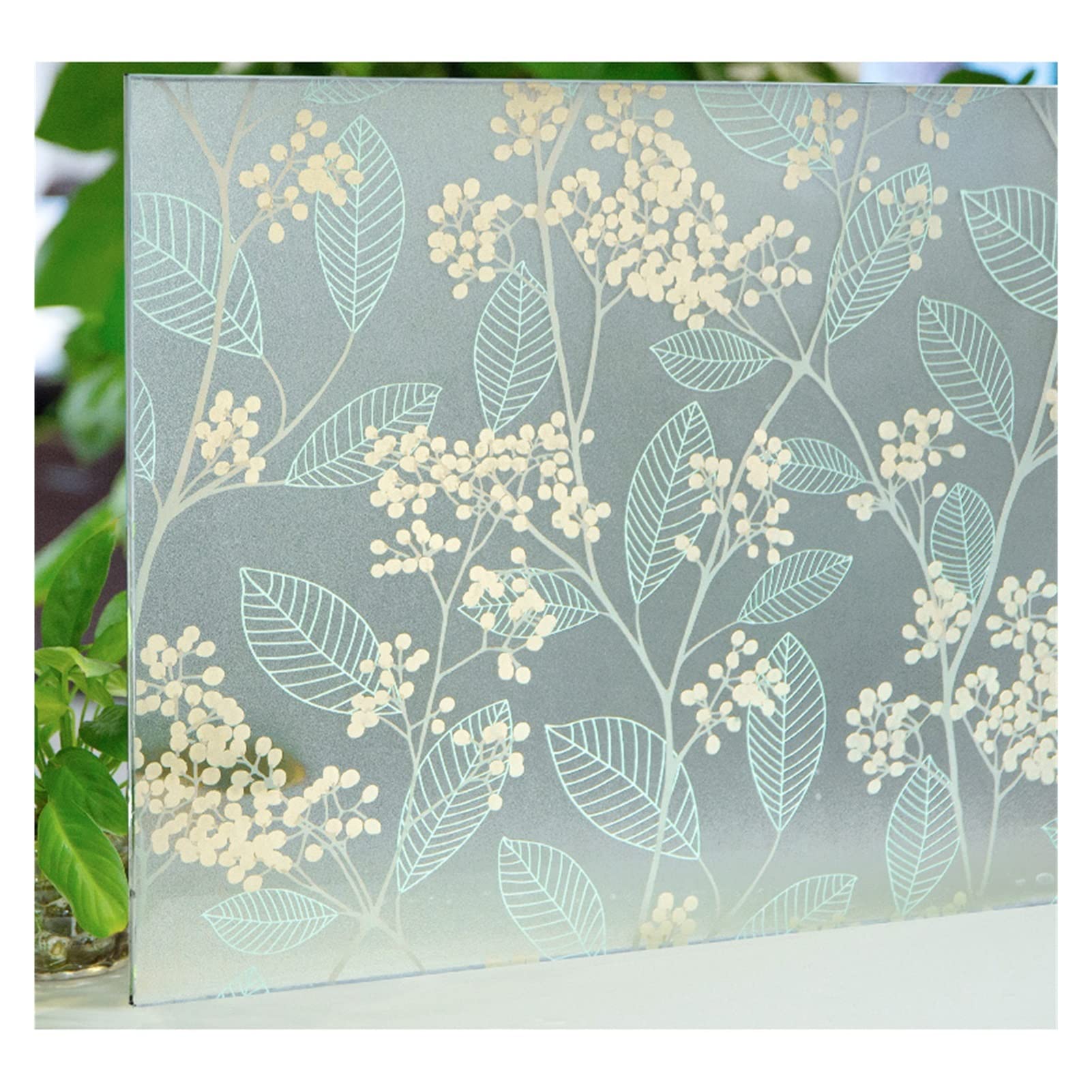 Mattmattierte Buntglas-Fensterfolie | Mehrfarbige Multisize-Fensteraufkleber: Matter, mattierter Buntglas-Dekorationsaufkleber(Green,60 x 500 cm)