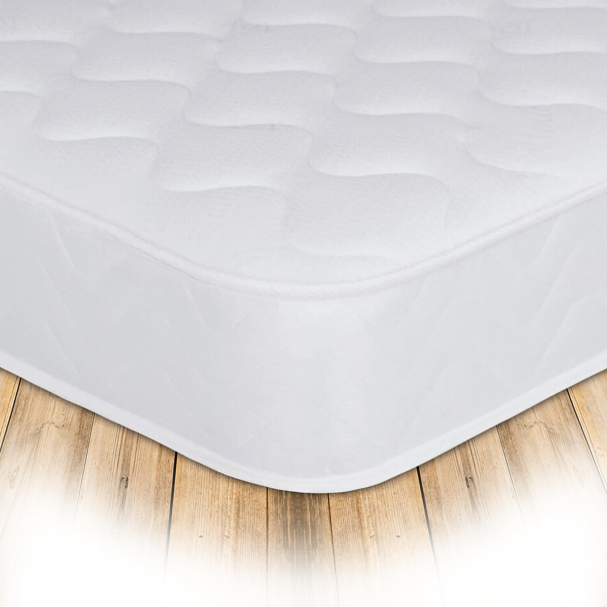 Starlight Beds 4ft Small Double Mattress. Wave Design Small Double Sprung Mattress Soft, White, 18cm Deep. (120cm x 190cm, 4ft x 6ft3)