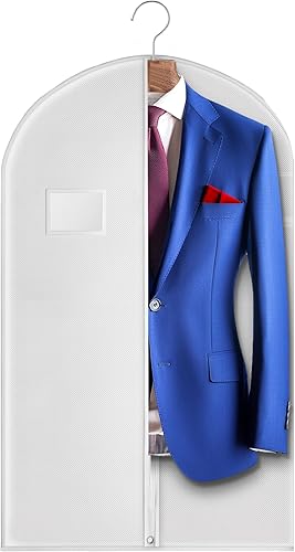 Miniatura 14 de Paquete de 5 bolsas de traje de 40 pulgadas para viajes y almacenamiento, bolsas de ropa para colgar ropa con cremallera y ventana transparente