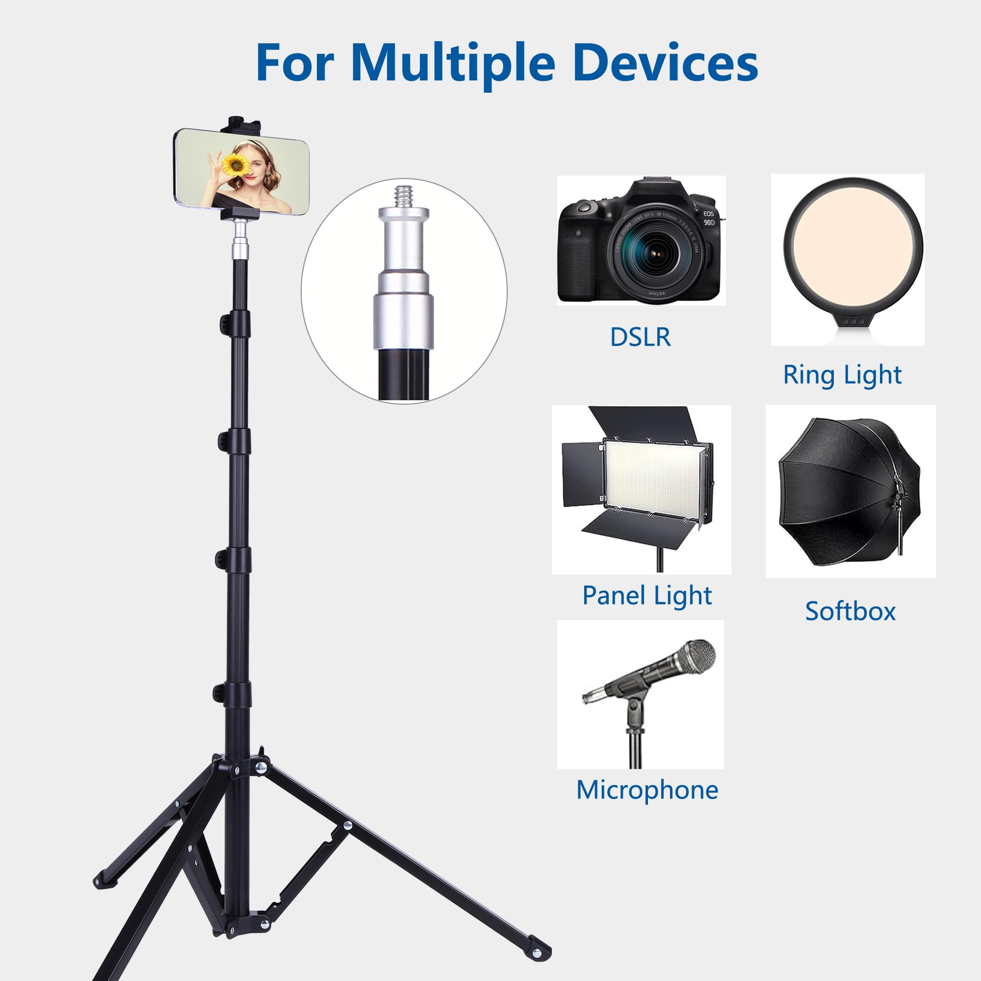 Peastrex 82 inch lange flexibele telefoon statief met 17 inch zwanenhals, overhead mobiele telefoon statief standaard met afstandsbediening voor video-opname voor iPhone 15 14 13 Pro Max Pro