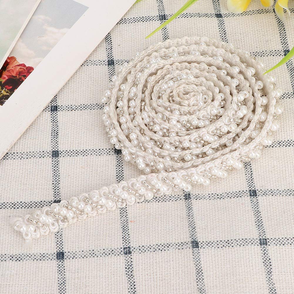 Nastro Di Perle Vestiti Fatti A Mano Faite Accessori Per Cucire Ricamati Decorazione Per Cucire Con Nastro Di Pizzo(Perline Doppie A Otto Tubi Bianche1 , 5 Cm - 4