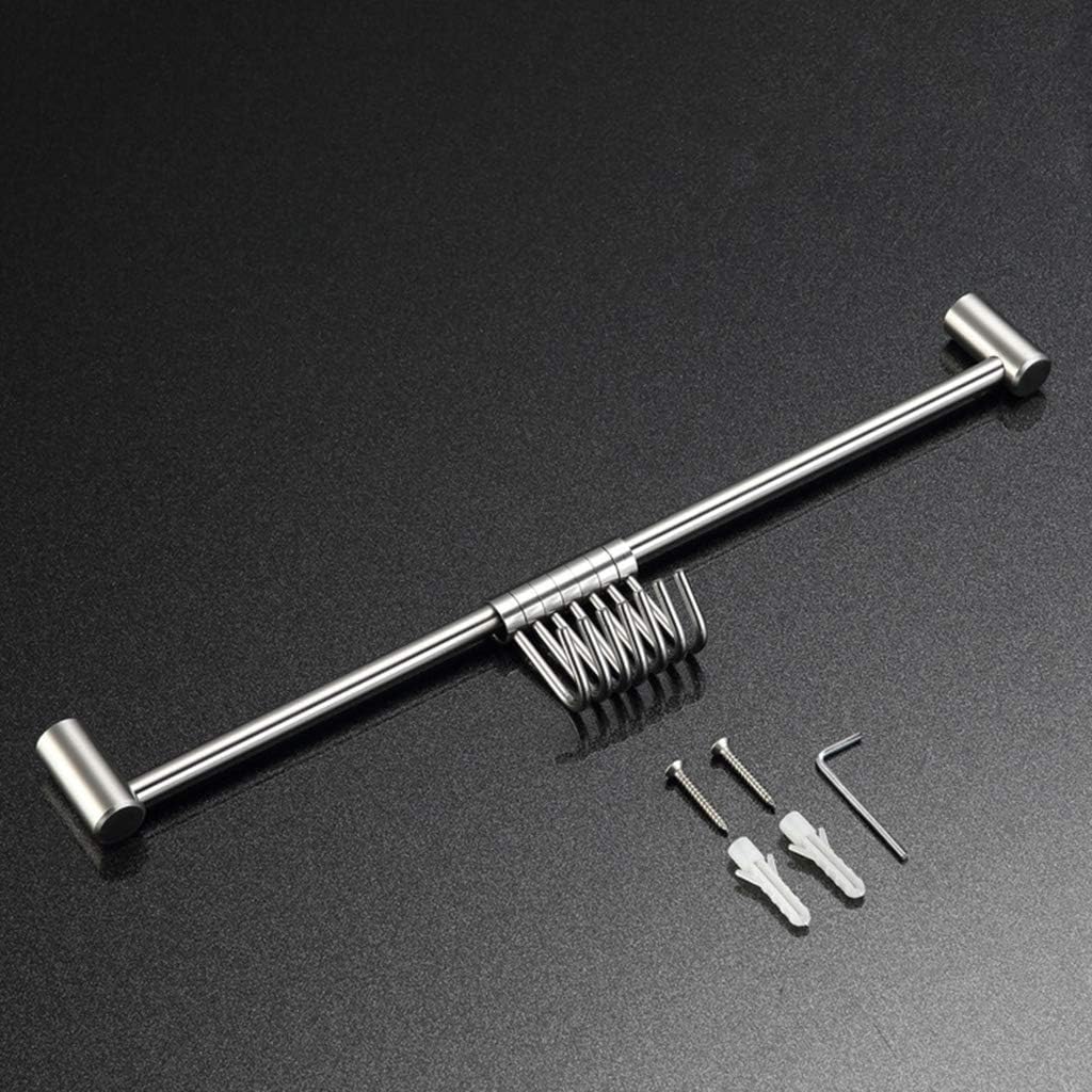 Stainless Steel Wall Mount Pot Pan Hanging Rack Kitchen Straight Utensil Cookware with Sliding Hooks
