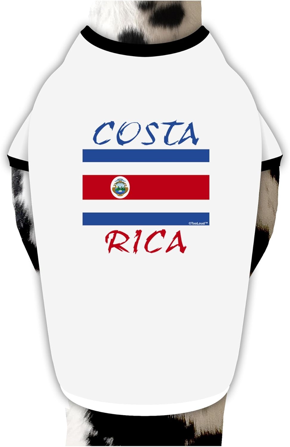 TOOLOUD Costa Rica Flag Dog Shirt White with Black Medium
