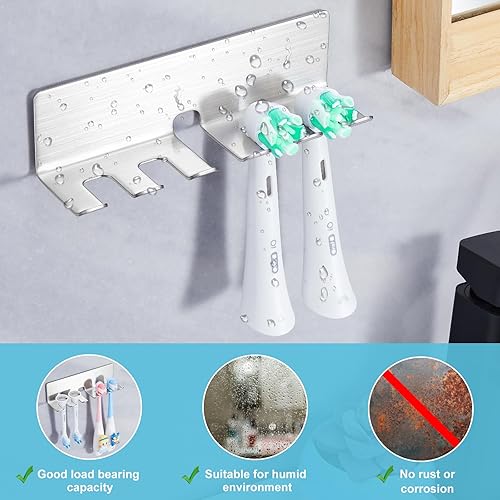 Miniatura 6 de Soporte para cepillo de dientes montado en la pared, soporte de cabezal de cepillo de dientes eléctrico para baños, soporte de cabeza de cepillo de