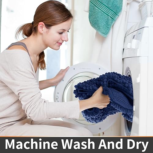 Miniatura 5 de Yimobra Tapete de baño lanudo de lujo para inodoro en forma de U para baño, 24.4 x 20.4 pulgadas, suave y cómodo, máxima absorción, secado rápido,