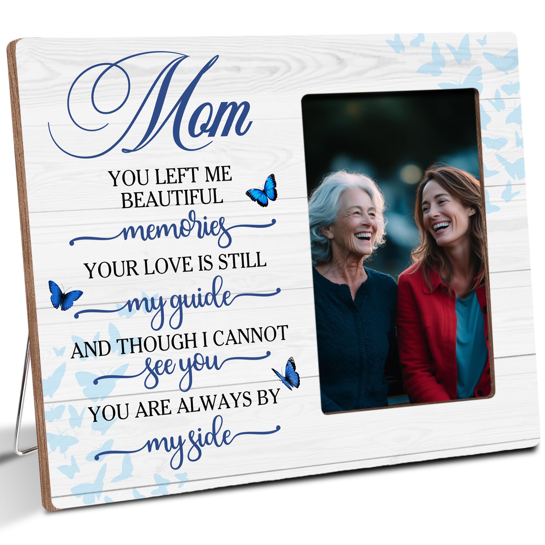 Photo 1 of Luodnnla Loss of Mom Memorial Wooden Picture Frame, Always By My Side Sympathy Gifts for Loss of Mother, Fits 4x6 Photo Frame