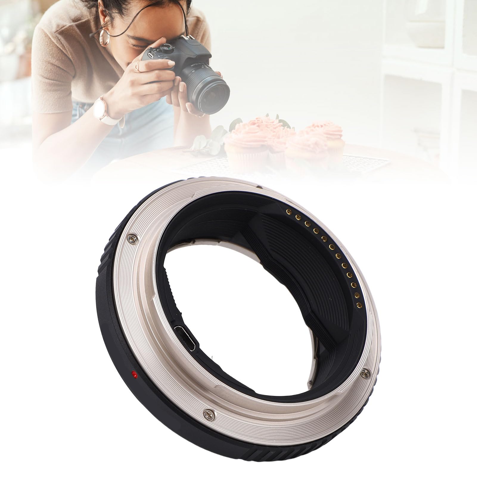 Adattatore per Innesto Obiettivo per Fotocamere GFX, Plug and Play | Lega di alluminio, Supporta obiettivi EF, Stabilizzazione dell\'immagine, Riconoscimento di precisione, Design portatile