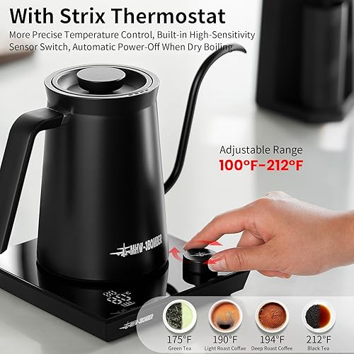 Miniatura 5 de MHW-3BOMBER Hervidor eléctrico de cuello de cisne, hervidor de café profesional para verter tetera con control de temperatura preciso y pantalla
