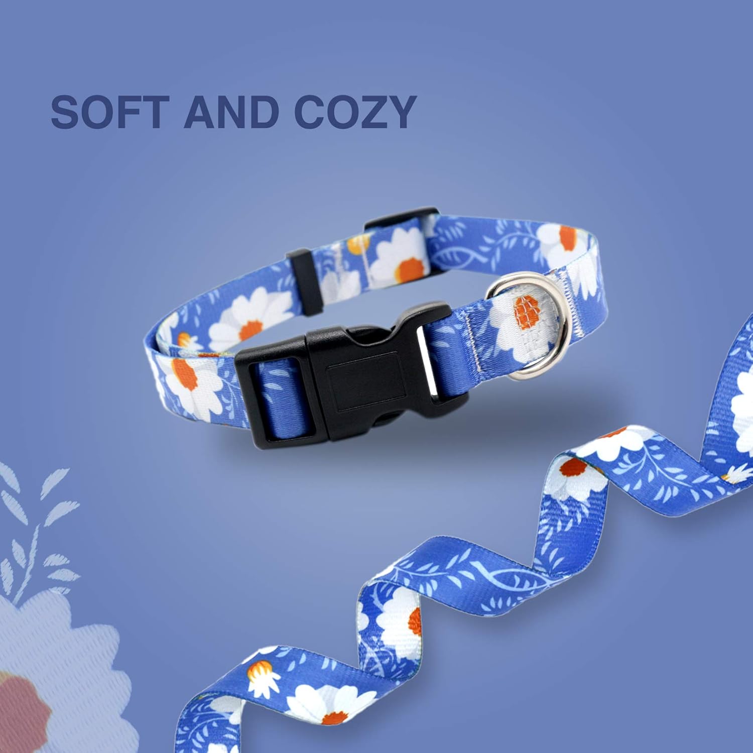 Cozilanz Dog Collar Floral Print Adjustable Buckle Pet Soft Collar for Small, Medium, Large Dog,Girls Female Dog : Pet Supplies