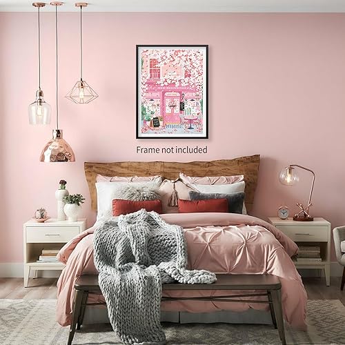 Miniatura 4 de Heltrappe Lienzo decorativo para pared, diseño de flor de cerezo rosa, diseño de flores de cerezo rosa, impresiones estéticas femeninas para cocina,
