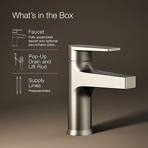 Miniatura 13 de Kohler K-74013-4-BN - Grifos para lavabo de baño, control único, níquel cepillado vibrante Vibrant Brushed Nickel,Cromo pulido,Latón cepillado