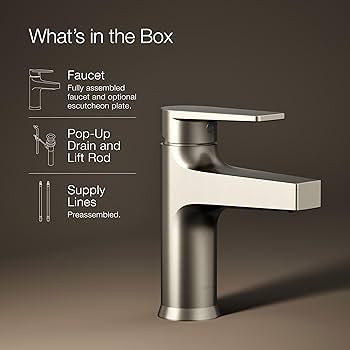 Kohler 74013-4-BN Taut® Single-Handle Bathroom Sink Faucet, 1.2