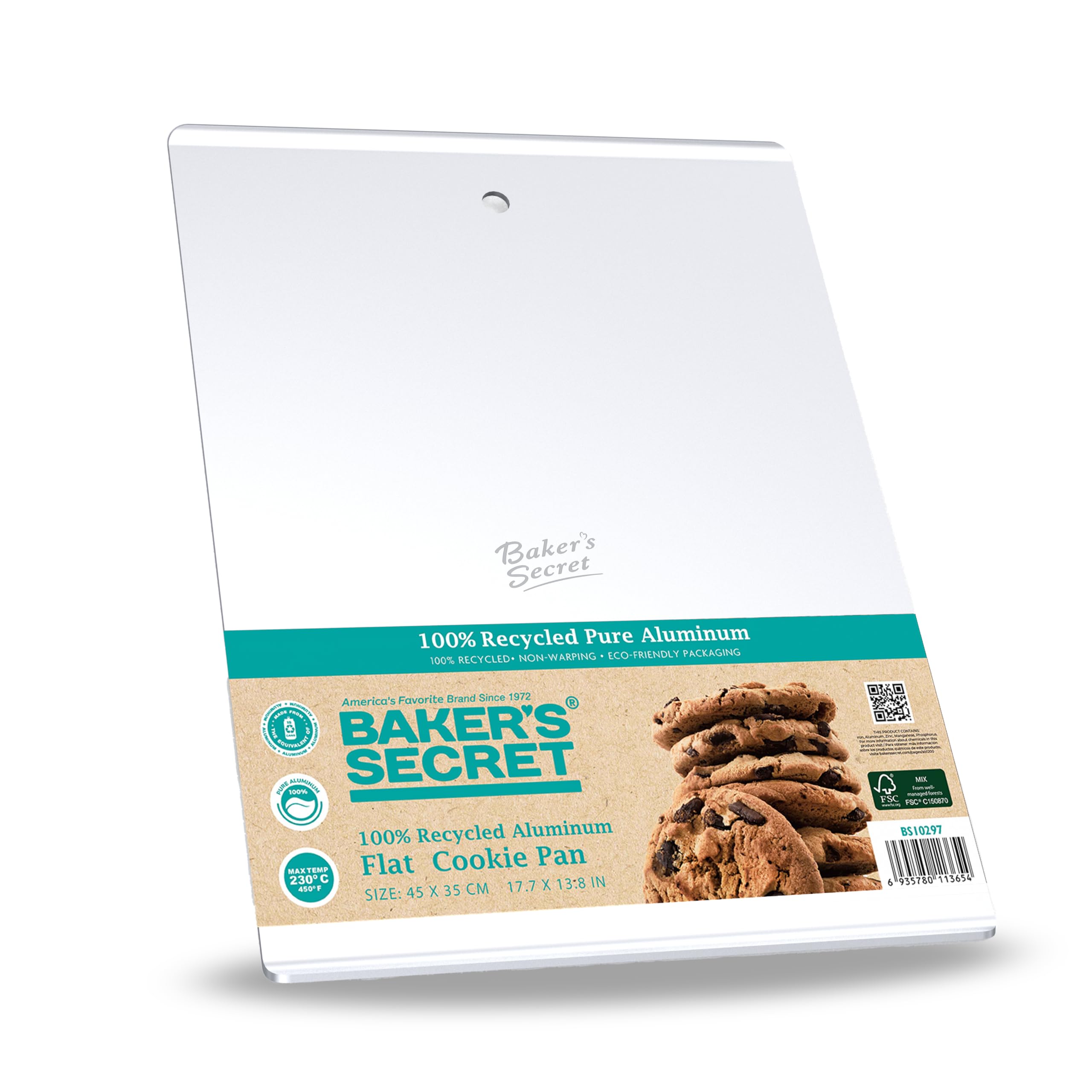 Commercial Quality Baking Sheet Pan Set, Pure Aluminum, Wrap Resistant, Large Flat Cookie Sheet 18" x 14", 100% Recycled Flat Baking Sheet Commercial Grade - The Natural Aluminum Collection