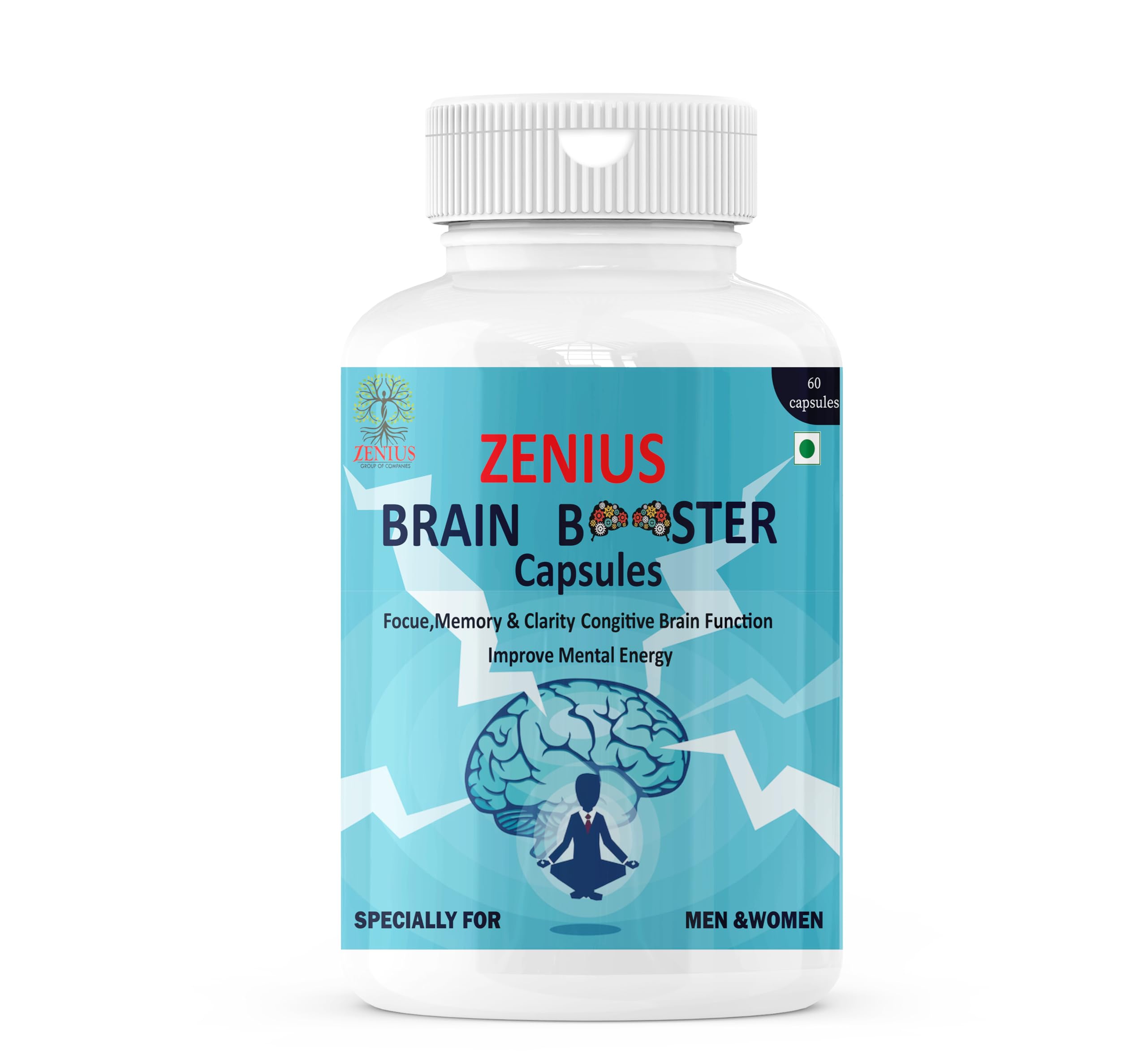 Brain Booster Supplements for Memory, Focus, Brain Fog, and Stress Relief | Brahmi Capsules with Ashwagandha, Shankhpushpi & Jatamansi | 60 Brain Health Supplements