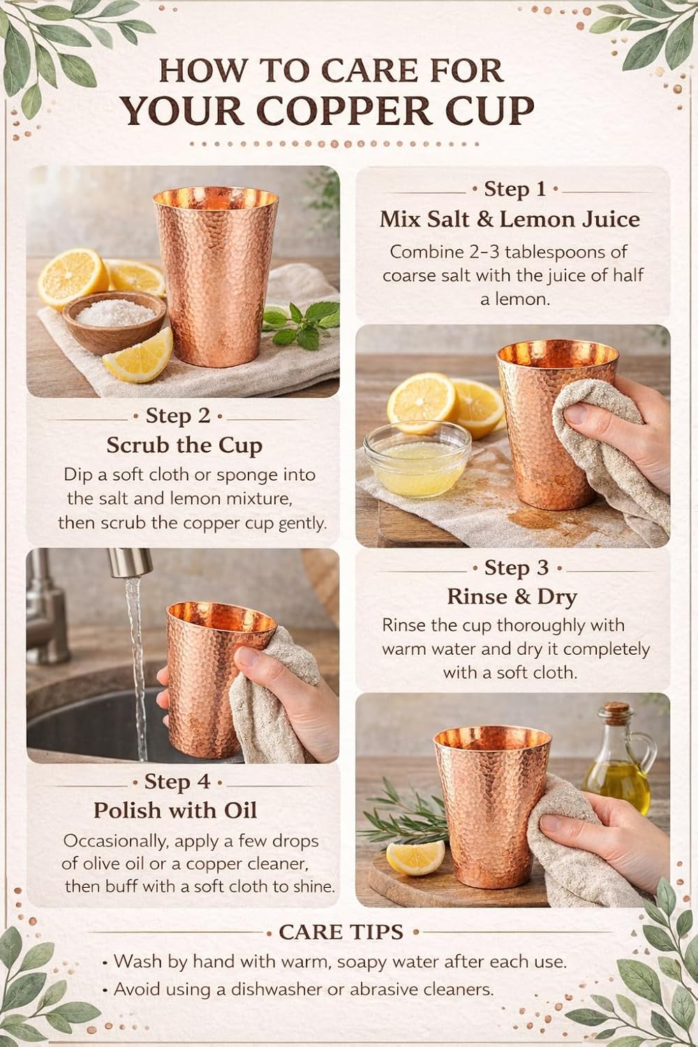 18.5 Ounce Pure Copper Cups for Drinking, 100% Copper Heavy Tumbler for Decorations, Hammered