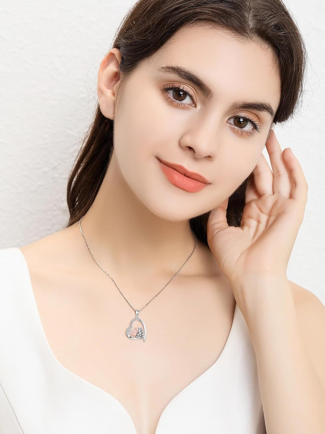 Animal Necklace 925 Sterling Silver Fox/Sheep/Axolotl/Bee/Deer/Otter Heart pendant Necklace Animal Jewelry Gift for Women Animal Lovers - Image 6