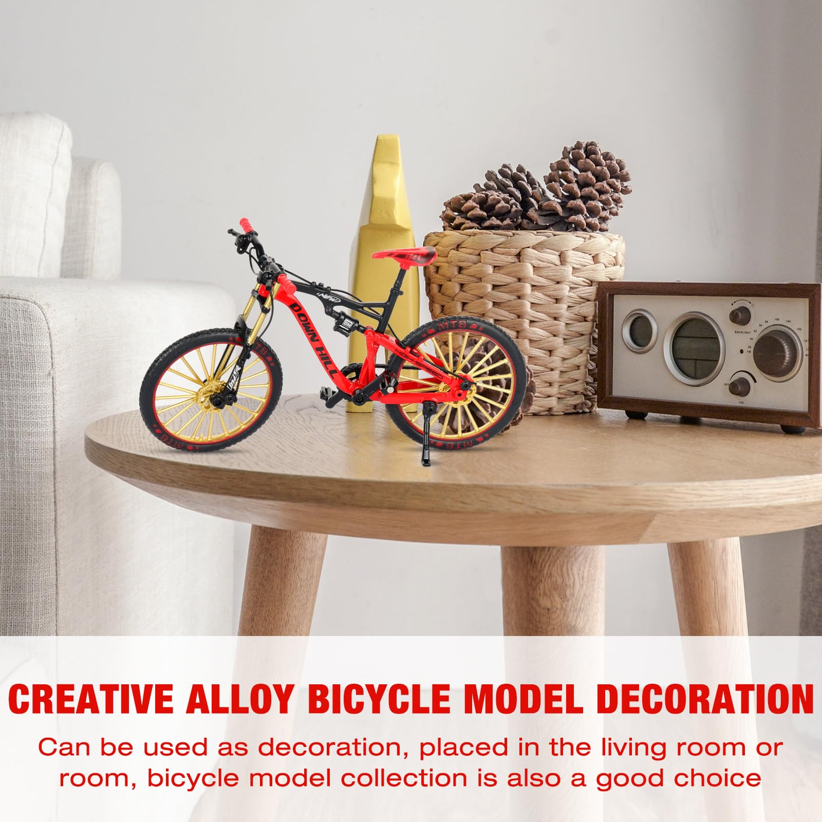 Mini Bicicletta Giocattolo 1:10, Bicicletta da Dito, Modello di Bici da Ditoornamento Modello Regalo per Bambini per l'insegnamento Casa Ufficio Club(Rosso)