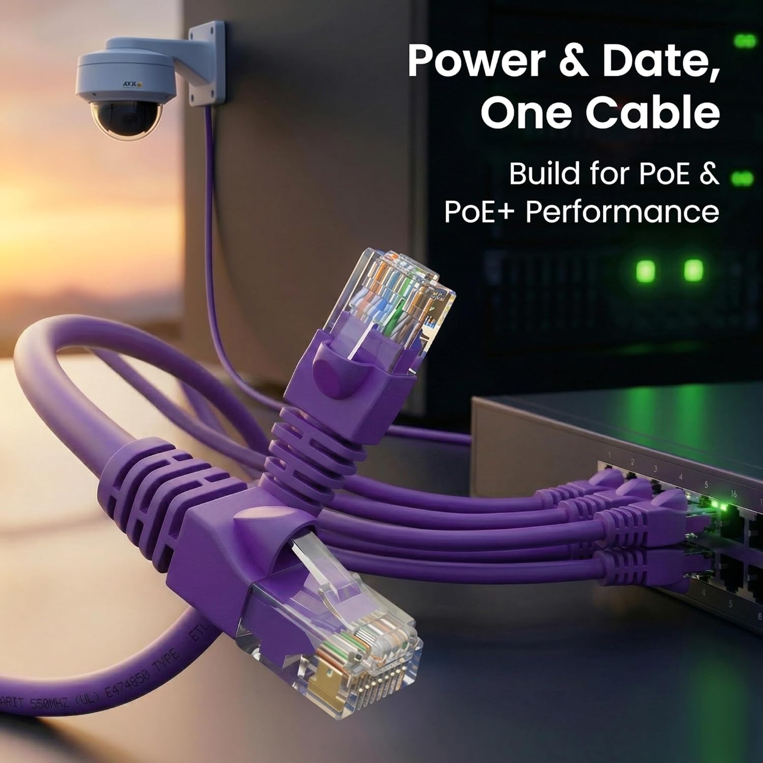 GEARit Cat 6 Ethernet Cable (10-Pack 2 Feet) Cat6 Network Patch, 10Gbps, RJ45, Snagless Cord, Gold-Plated Connectors, Internet for PC, TV, Tablet, Router, Printer, Servers, IT Data Center - Purple