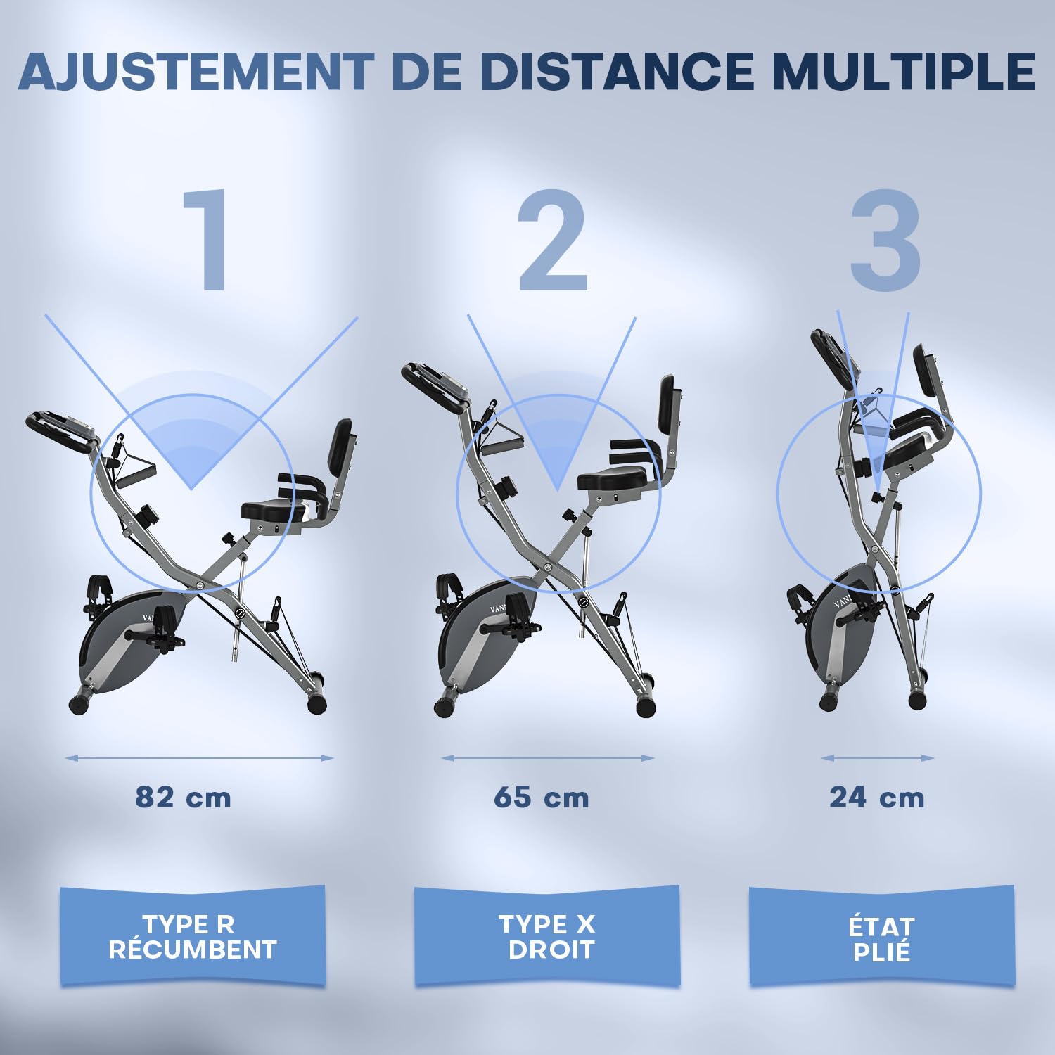 Velo d Appartement Pliable, VANNECT Vélo d' Appartement avec LCD et Mesure du Pouls Manuel, 16 Niveaux de Résistance, Vélo d’Exercice avec Support pour Tablette, Rangement Pliable, Capacité 160KG