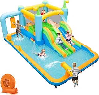 HONEY JOY Inflatable Water Slide, Giant Water Bounce House for Kids Backyard, GFCI 750W Blower, Toddler Indoor Outdoor Blow up Jump Castle Waterslides Inflatables for Boys Girls