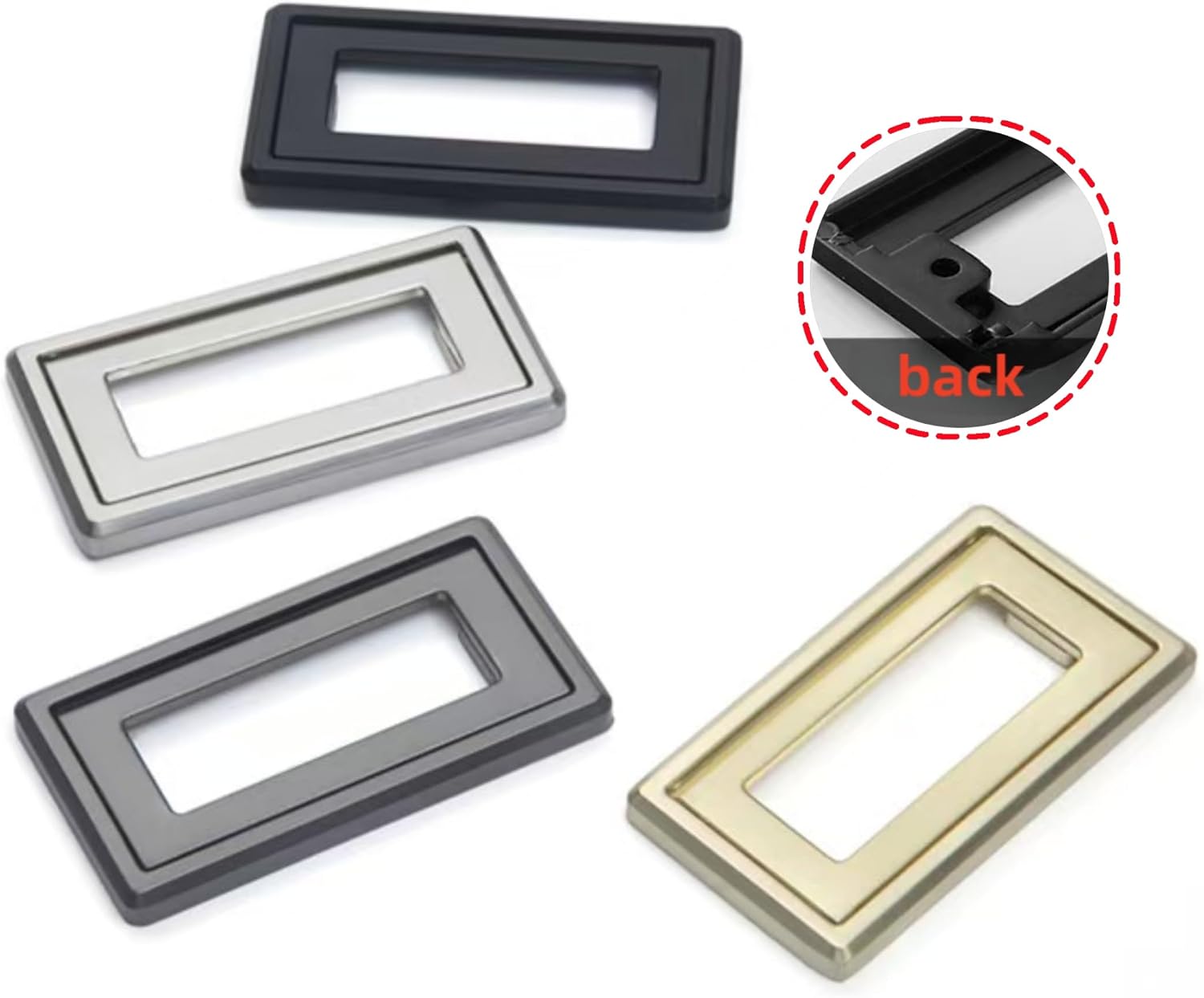 2Pcs zinc Alloy Clamshell Handle, Square Pull Ring Handle, recessed Drawer Handle, Suitable for cabinets, Furniture Doors with Screws (Black, Hole Distance：32mm)