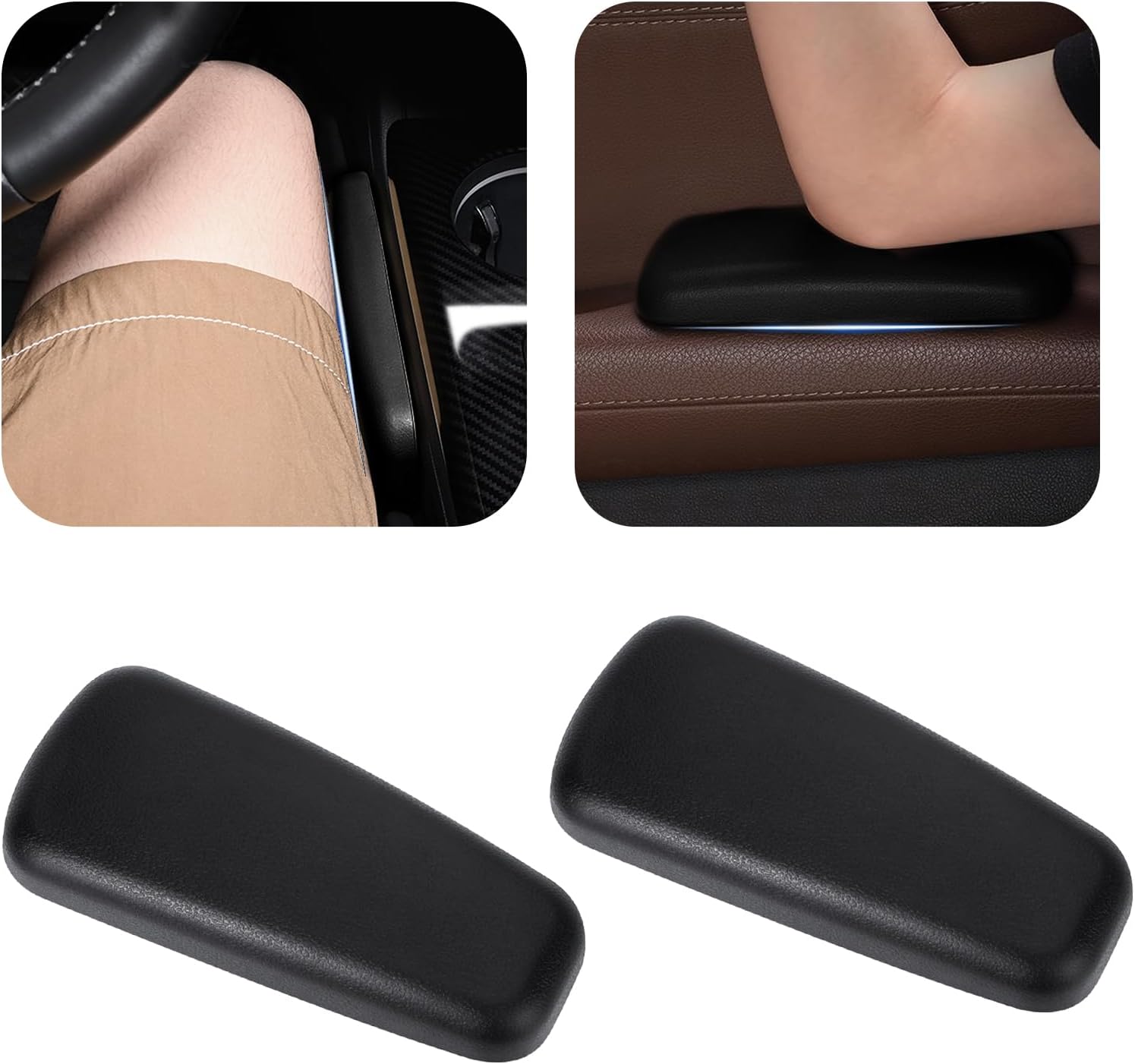 2PCS Car Arm Rest Elbow Pads, Soft Leather Armrest and Knee Cushion, One Piece Molding Comfortable Support, Universal Car Accessories Cars, SUV Truck (Black)
